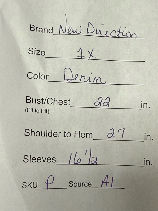 New Direction Denim Embroidered Tunic 1X Boho Western Button Shirt Top - Picture 10 of 10